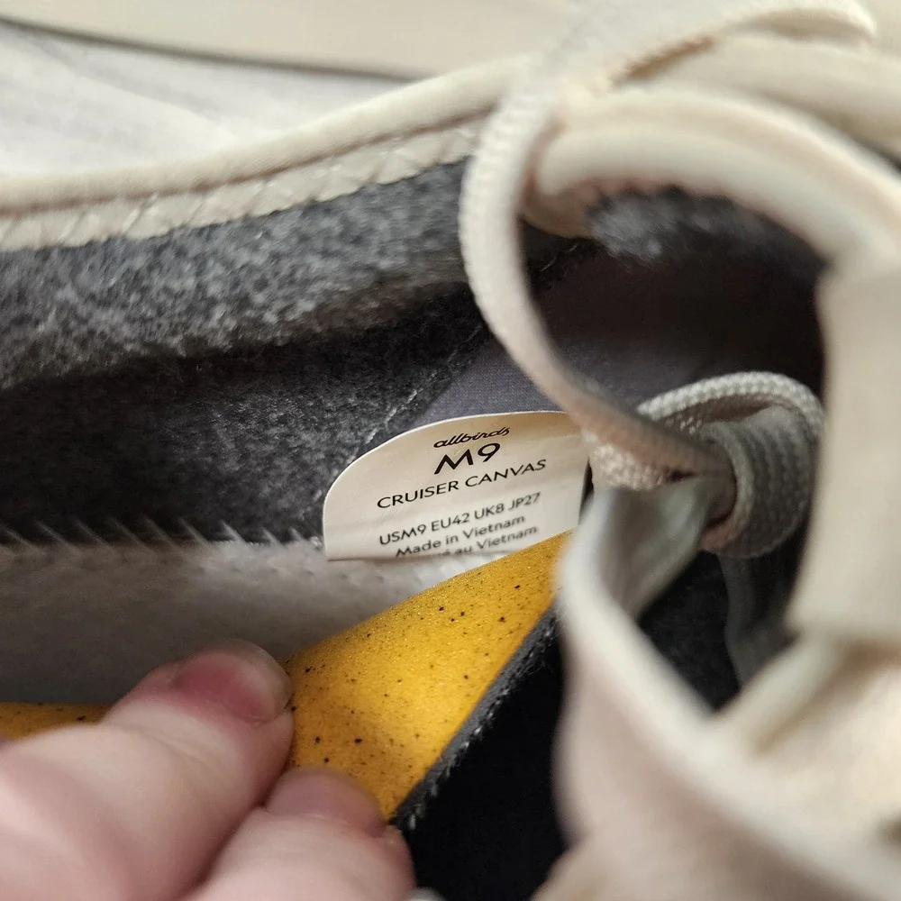 Allbirds Mens Size 9 Cruiser Canvas Sneakers Cream Beige Low Top Shoes